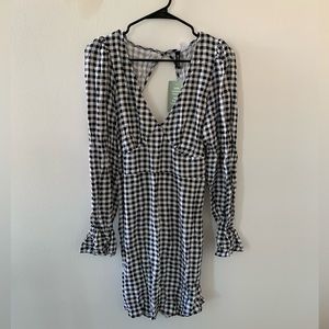Black Gingham Tie Back Dress